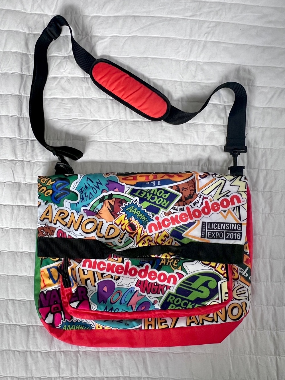 Nickelodeon Collectible Multicolor Sticker-Print Messenger Bag